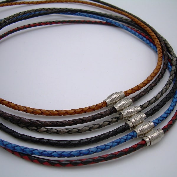 Adjustable Braided Leather Necklace – Unisex Choker With Stainless Steel Pendant