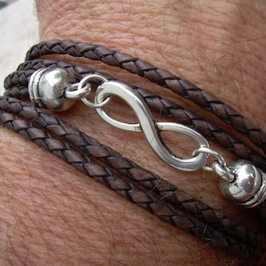 Leather Wrap Infinity Bracelet, Mens Leather Bracelet, Womens Leather Bracelet, Infinity Bracelet, Couples Gift, Leather Gift