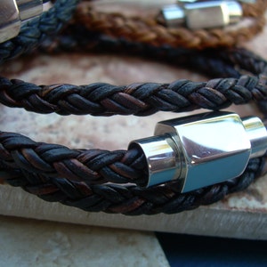 Mens Leather Bracelet, Leather Bracelets for Men, Braided Leather Wrap Bracelet, Magnetic Clasp Bracelet image 3
