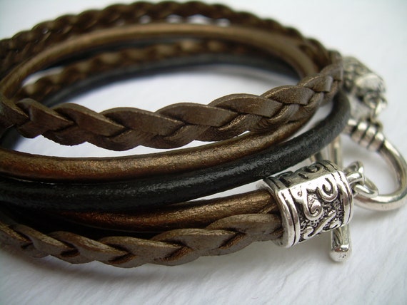 Women's Braided Brown Leather Bracelet