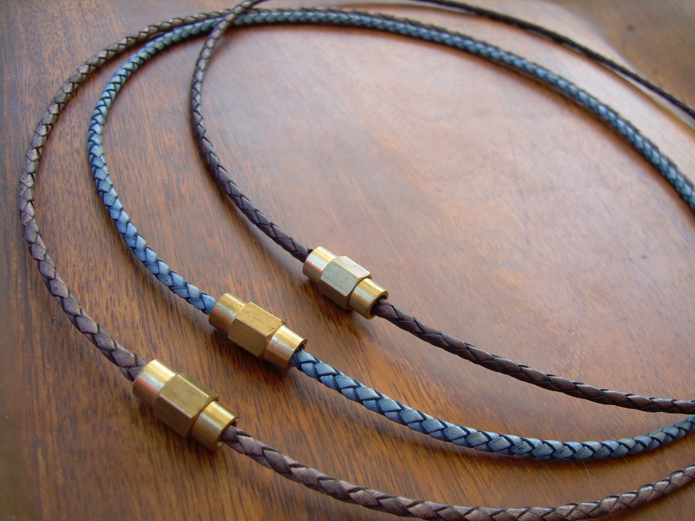Thin Braided Leather Necklace With 