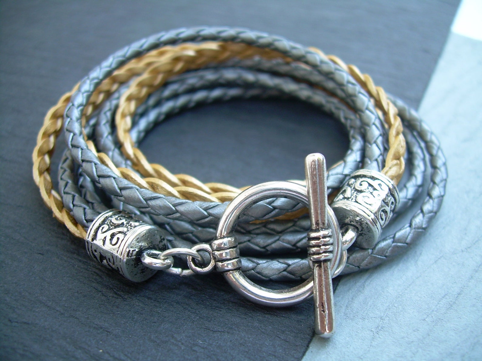 Womens Leather Bracelet Braided Leather Bracelet Leather Etsy