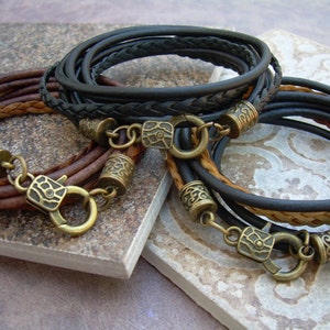 Leather Wrap Bracelet: Braided Multi Strand Wrist Wrap