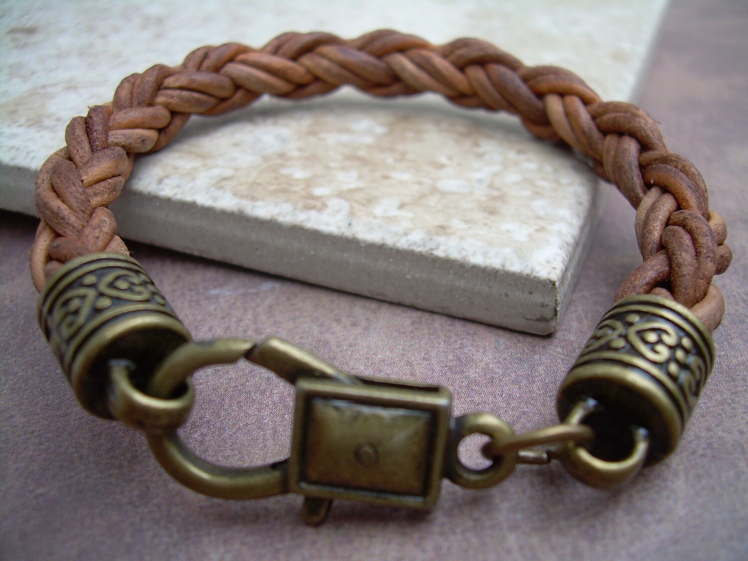 Leather Bracelet Mens Womens Antique Bronze Lobster Clasp Etsy