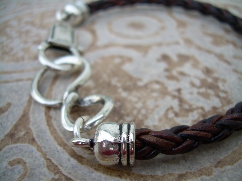 Braided Leather Infinity Bracelet With Antique Silver Toned - Etsy