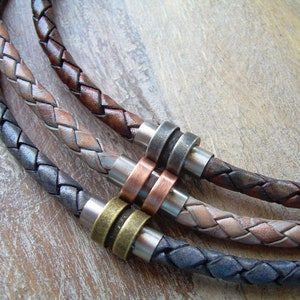 Braided Leather Necklace for Men: Stainless Steel Magnetic Clasp