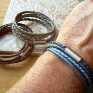 Mens Leather Bracelets Leather Bracelets for Men Mens Leather Wrap Bracelet Magnetic Clasp Bracelet