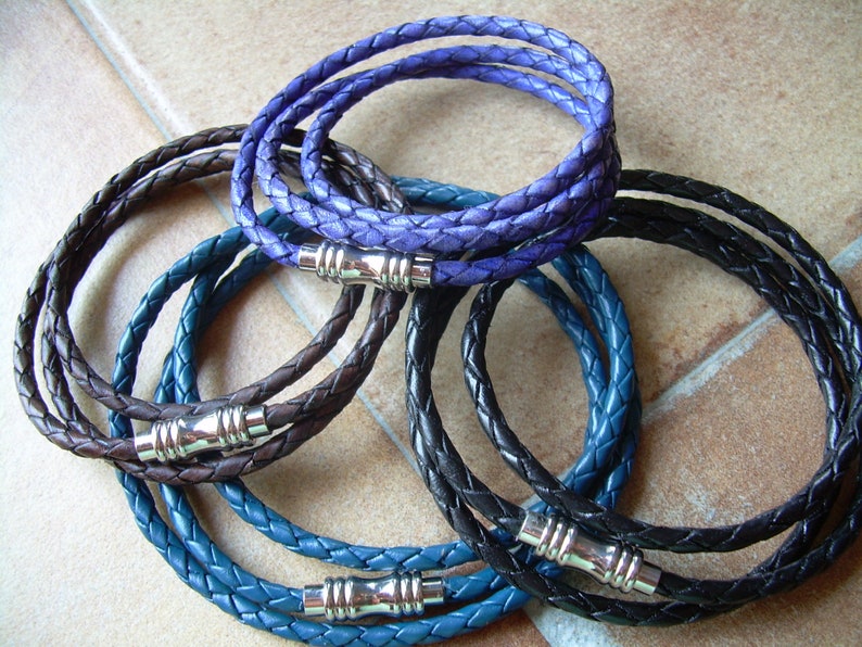 Thin Braided Leather Bracelet Men's Leather Bracelet Etsy