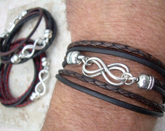 Leather Infinity Bracelet, Infinity Bracelet, Couple Bracelets, Womens Bracelet, Mens Infinity Bracelet, Womens Infinity Bracelet