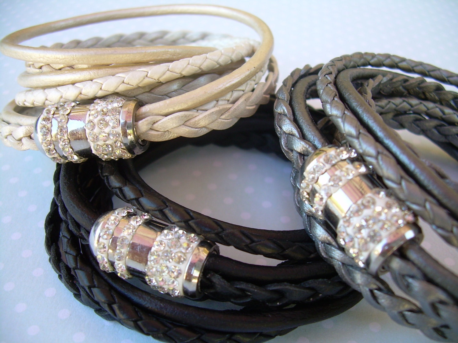 Lea Leather Three Wrap Bracelet Natural