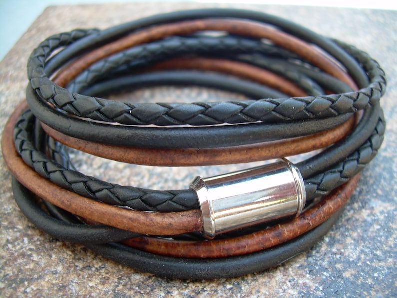 Leather Wrap Bracelet Mens Bracelets Leather Mens Leather Etsy
