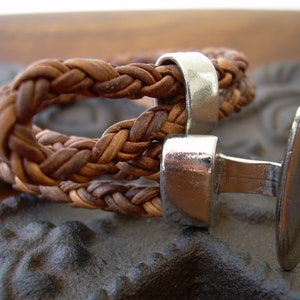 Mens Leather Bracelet, Mens Brown Braided Leather Bracelet, Leather Cuff Bracelet image 4