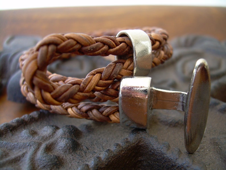 Mens Leather Bracelet, Mens Brown Braided Leather Bracelet, Leather Cuff Bracelet image 4