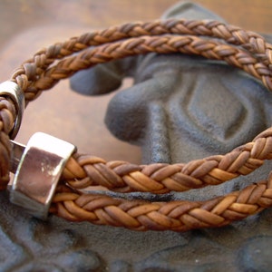 Mens Leather Bracelet, Mens Brown Braided Leather Bracelet, Leather Cuff Bracelet image 5