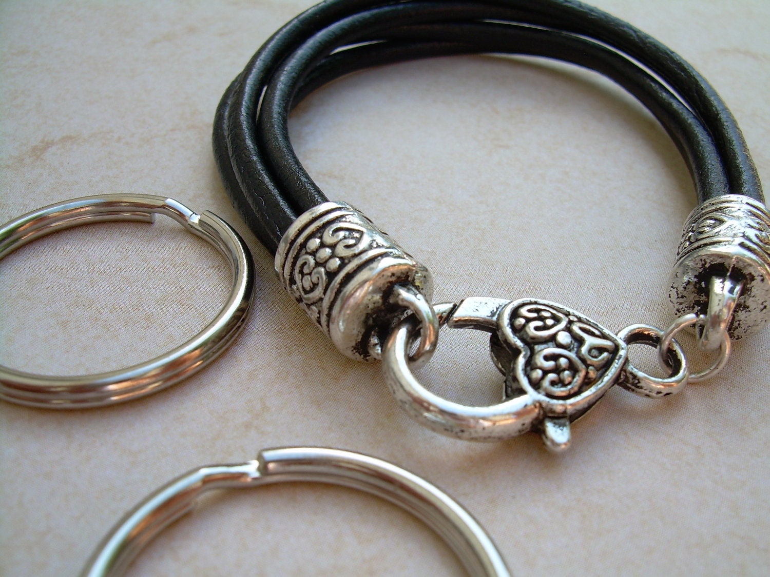 Womens Leather Bracelet Valet Keychain Four Strand Key Etsy