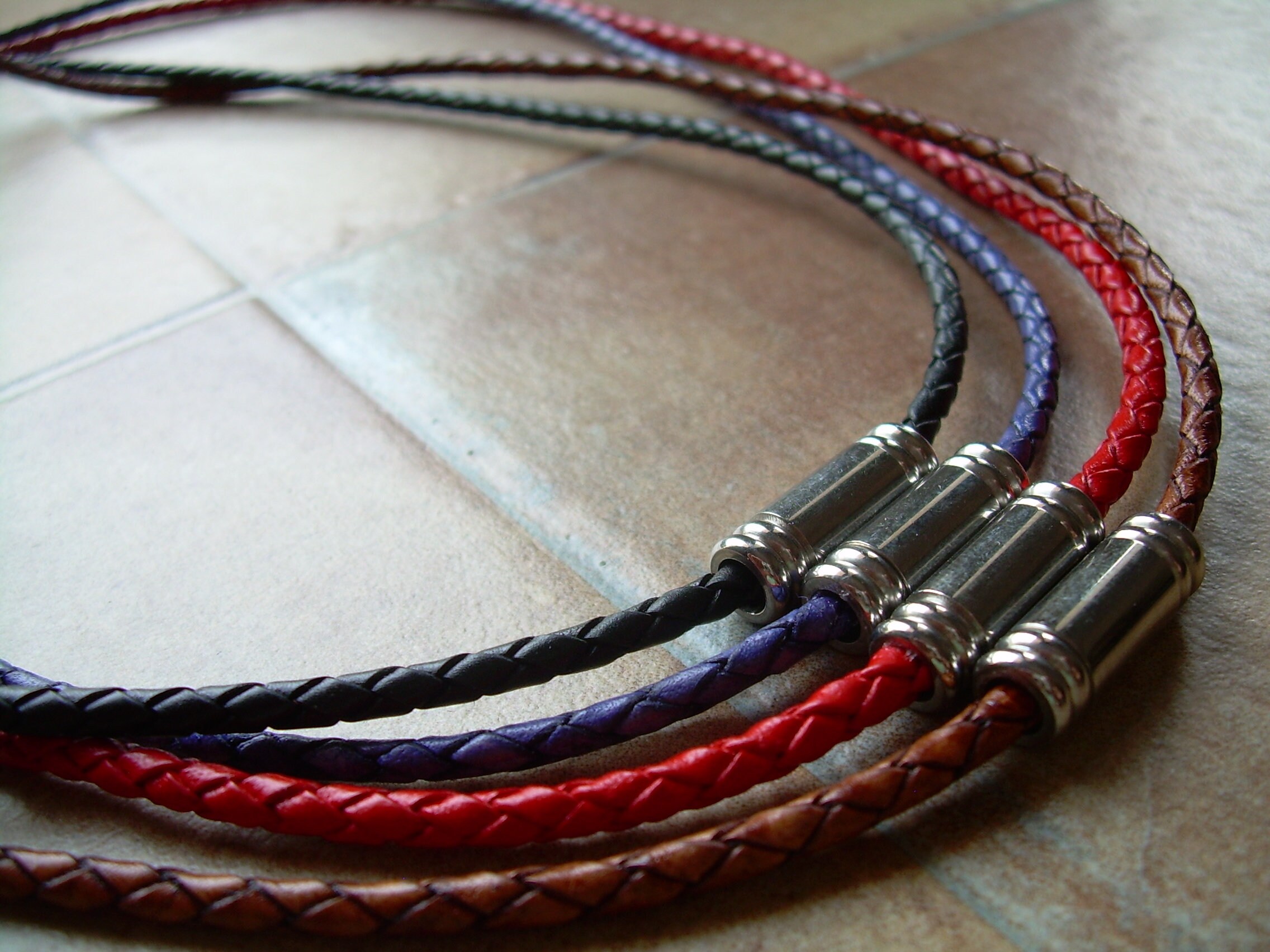 Mens braided deals leather necklace