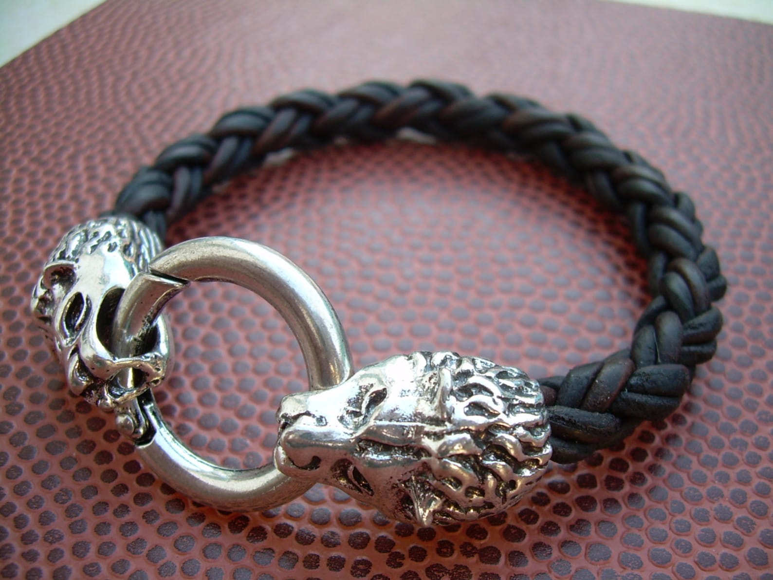 Lions Head Bracelet Mens Leather Bracelets Mens Braided Etsy Canada