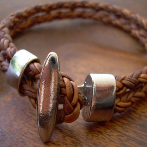 Mens Leather Bracelet, Mens Brown Braided Leather Bracelet, Leather Cuff Bracelet image 3