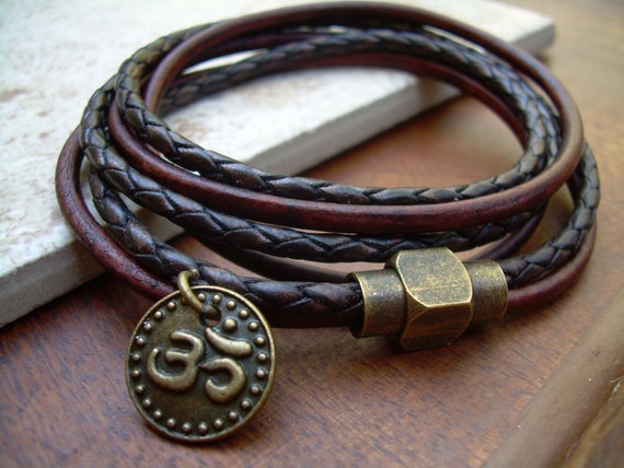 Om Bracelet Men Leather Bracelet Leather Wrap Bracelet Women