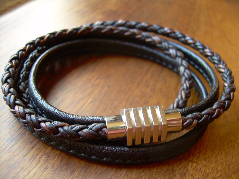 Mens Leather Wrap Bracelet Clasp Mens Bracelets Etsy