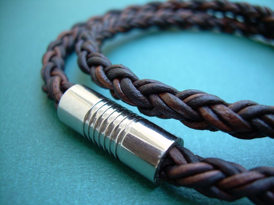 Genuine Leather Bracelet Mens Leather Bracelet Mens Etsy