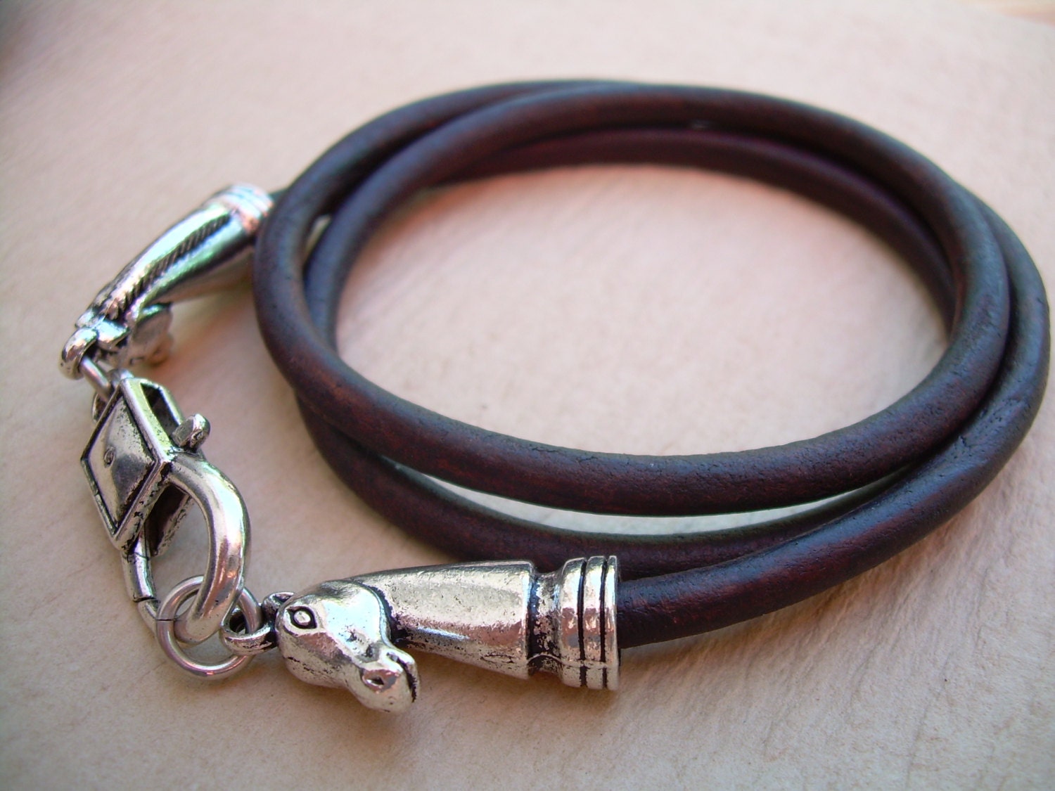 Triple Wrap Leather Bracelet Horse Bracelet Horse Lovers - Etsy
