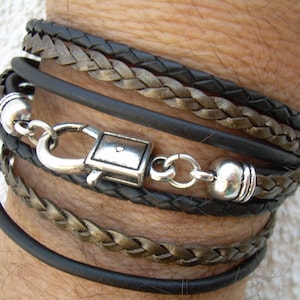 Braided Leather Triple Wrap Bracelet: Chunky Style, Made in USA