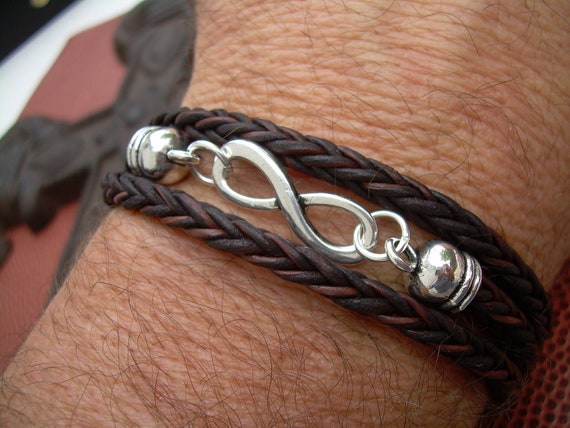 Bracciale In Pelle Intrecciata Uomo Con Simbolo Infinito - 'To My Brother', Regalo Per Fratello, Fidanzato, Marito, Con Scatola - 2