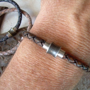 Braided Leather Bracelet: Stainless Steel Magnetic Clasp, Minimalist Style