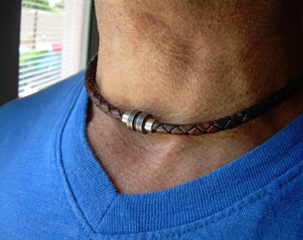 Men's Leather Choker Necklace