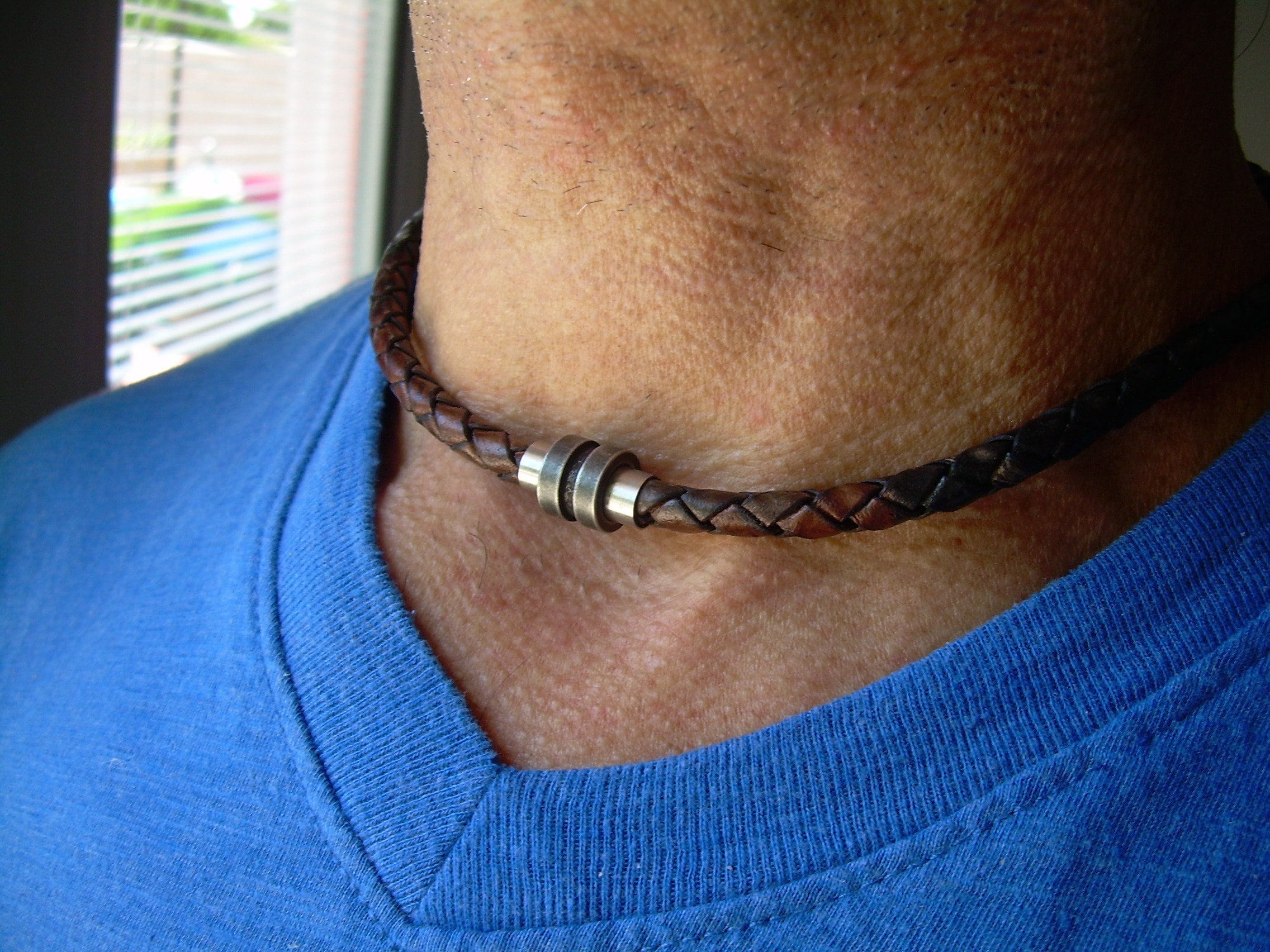 Men's Necklace - Men's Choker Necklace - Men's Leather Necklace - Men's Jewelry - Men's Gift - Boyfriend Gift - Guys Jewelry - Husband NL13