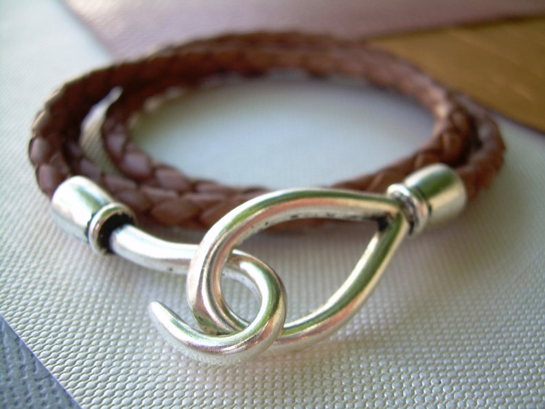 Mens Leather Wrap Bracelets Womens Leather Hook Clasp Etsy