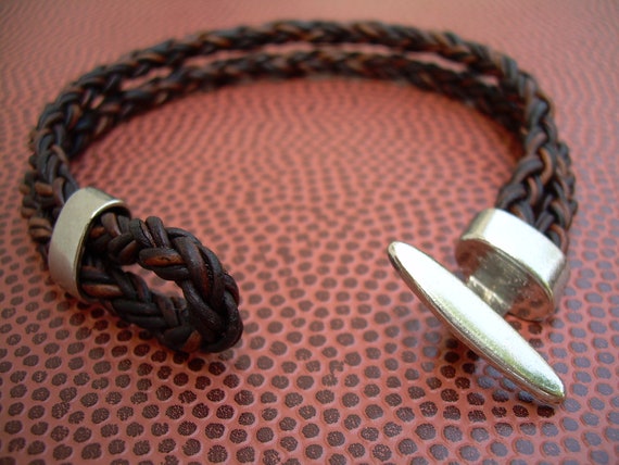 Herren / Damen Geflochten Leder Armband Sterling Silber