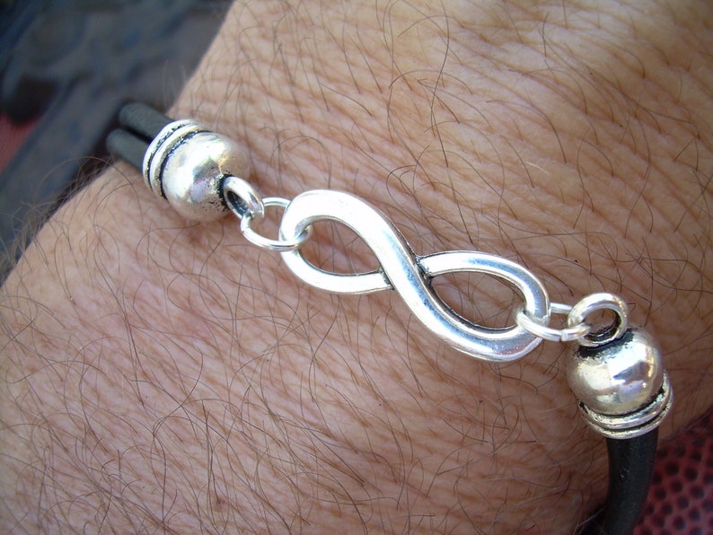Personalized Infinity Bracelet For Men - Custom Name Leather Bracelet, Dad Gift, Stainless Steel - View #9
