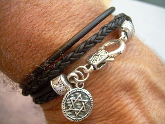 Star of David Leather Bracelet Men's Leather Bracelets | Etsy