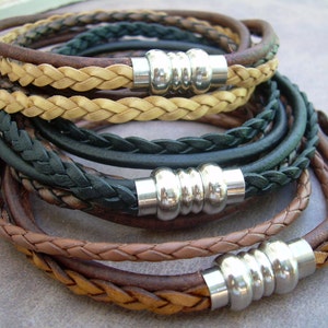 Custom Leather Wrap Bracelet: Braided Magnetic Clasp Design