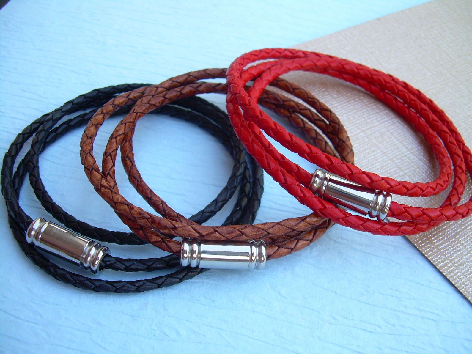 Thin Leather Wrap Bracelet Mens Leather Bracelet Braided Etsy