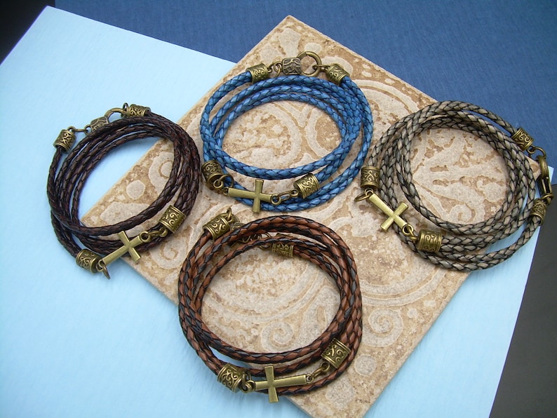 Bracelet croix en cuir, bracelet croix, bracelets en cuir pour femmes, bracelet en cuir pour hommes, cadeau de foi, bracelets pour femmes, cadeau religieux, image 5