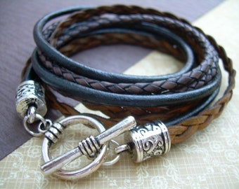 Leather Wrap Bracelets, Mens Leather Bracelet, Mens Bracelets Leather, Womens Wrap Bracelets,  Womens Triple Wrap Bracelet