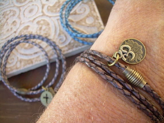 Braided leather charm bracelet online