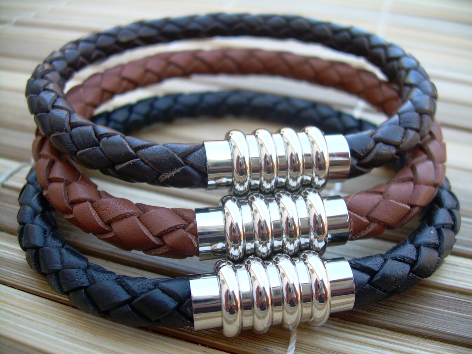 Mens Leather Bracelet Leather Bracelet with Clasp Etsy