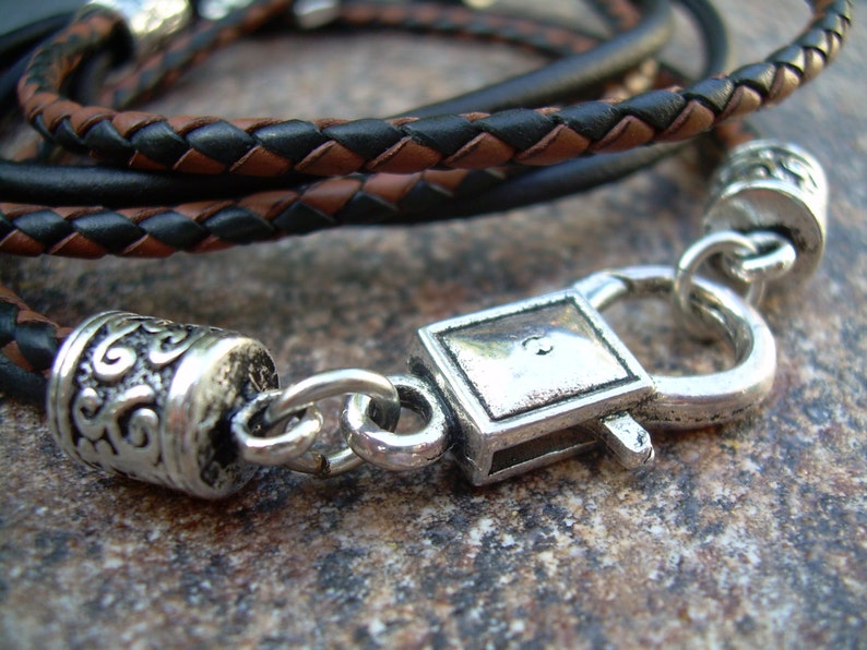 Mens Leather Bracelets Mens Leather Cross Bracelet Womens Leather Bracelets Black and Brown Braided Cross Bracelet