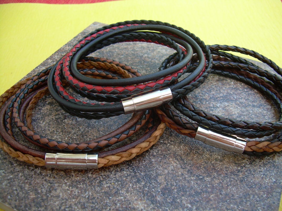 Leather Bracelets, Mens Bracelet, Double Wrap Leather Bracelets, Mens