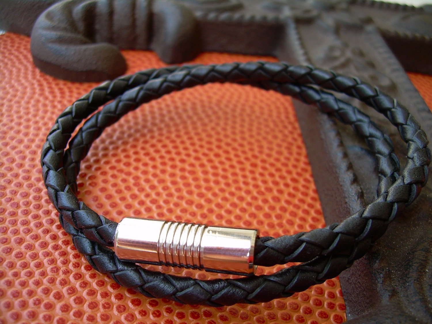 Mens Bracelets Leather Mens Leather Bracelet Black Braided Etsy