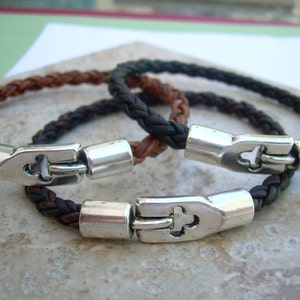 Custom Sized Mens Leather Bracelets, Mens Braided  Bracelet, Leather Wristband, Mens Bracelets Leather, Mens Jewelry, Mens Bracelet,