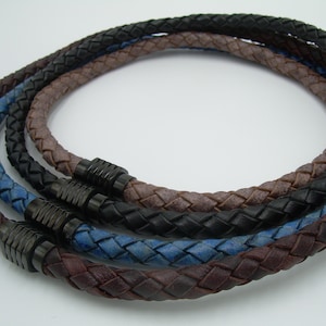 Collier en cuir tressé épais : fermoir magnétique noir pour homme, 8 mm