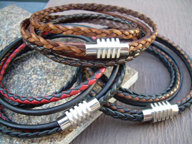 Double Wrap Bracelet Mens Leather Bracelets Mens Bracelets | Etsy