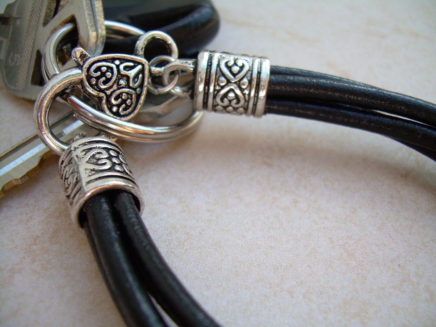 Womens Leather Bracelet Valet Keychain Four Strand Key Etsy