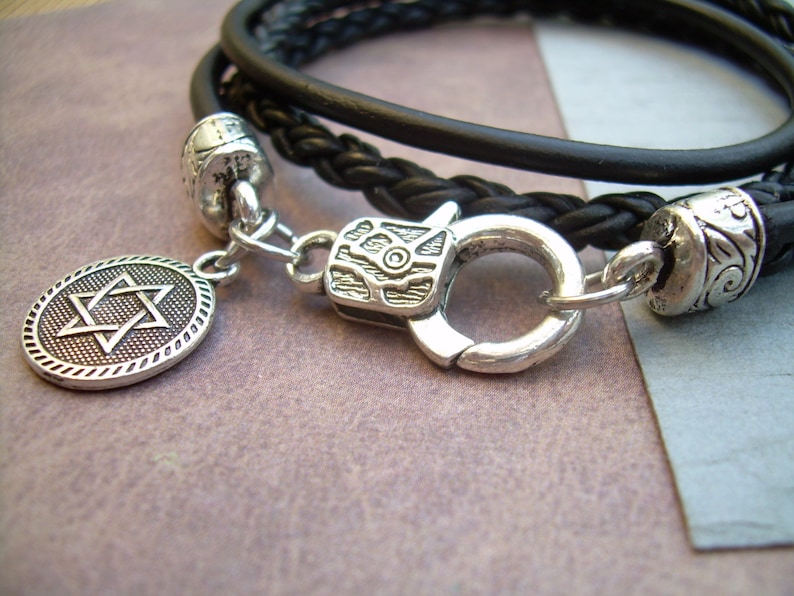 Star of David Bracelet Mens Leather Bracelet Womens Leather Etsy