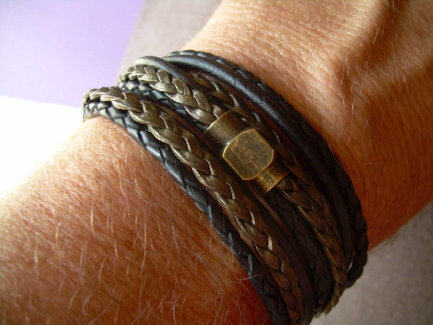 Men's leather band clearance bracelet